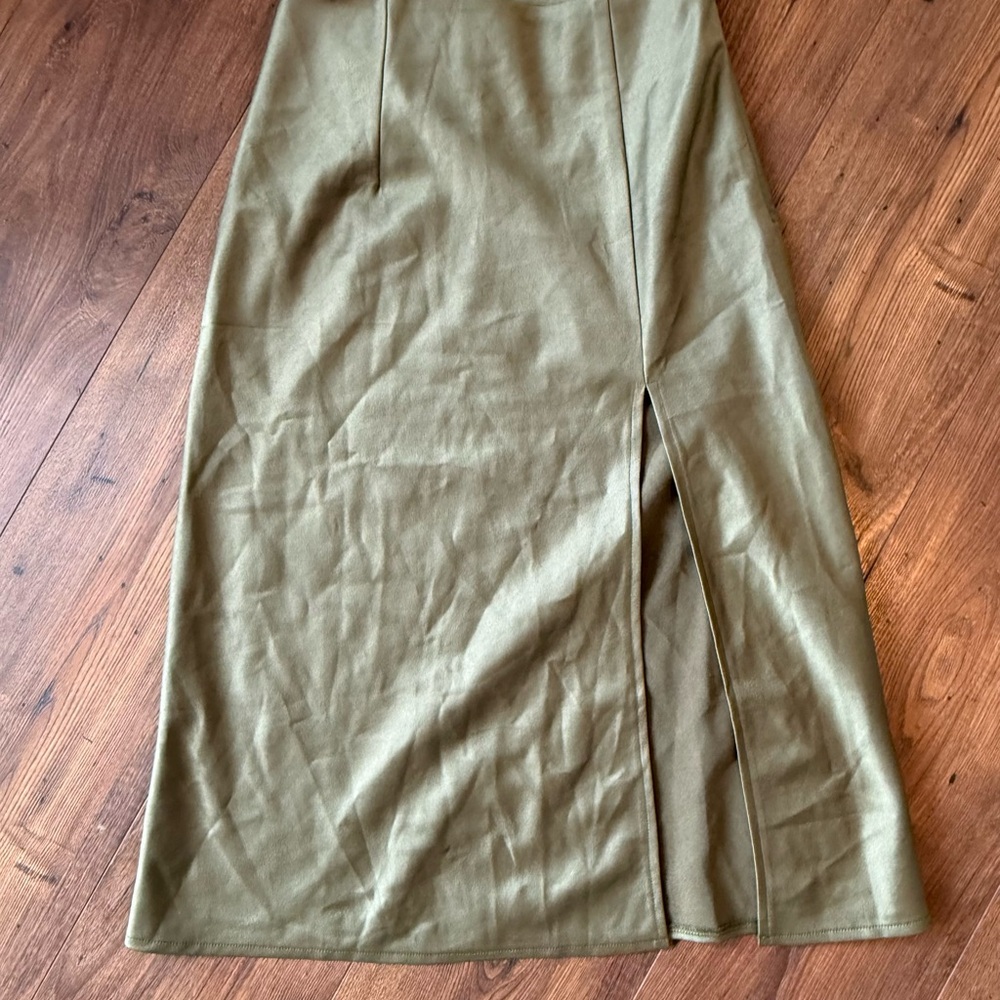 Princess Polly Satin Olive Pencil Skirt Size 4